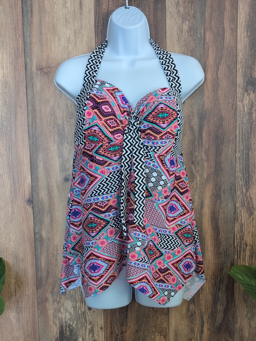Swimsuits For All Aztec Print Multicolor Tankini Swimsuit Top 14     M426